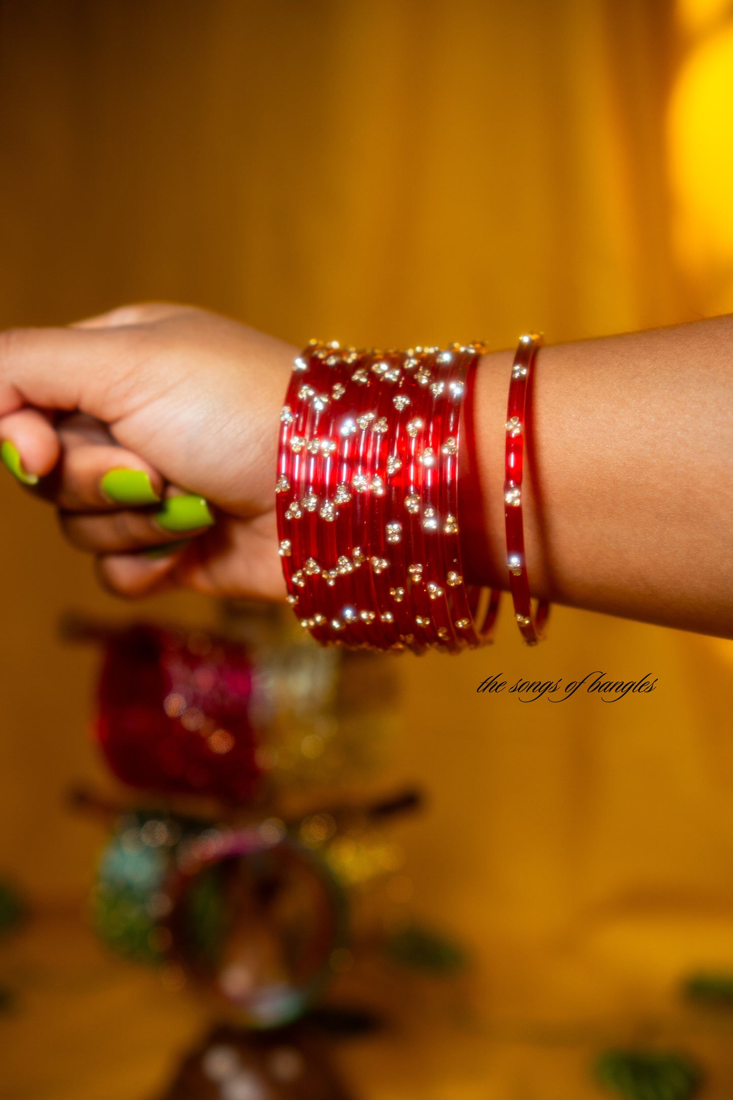 "RED" 3 Stone Glass Bangles