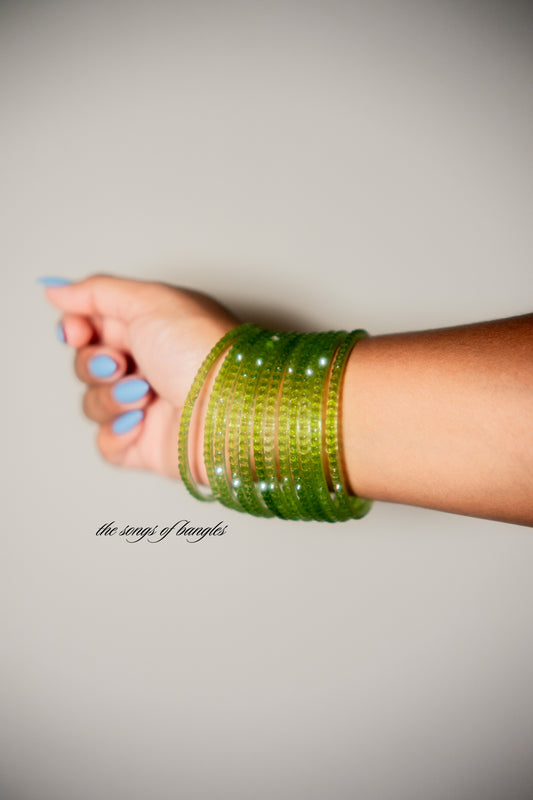 "Monsoon Sprout" Raindrop Glass Bangles