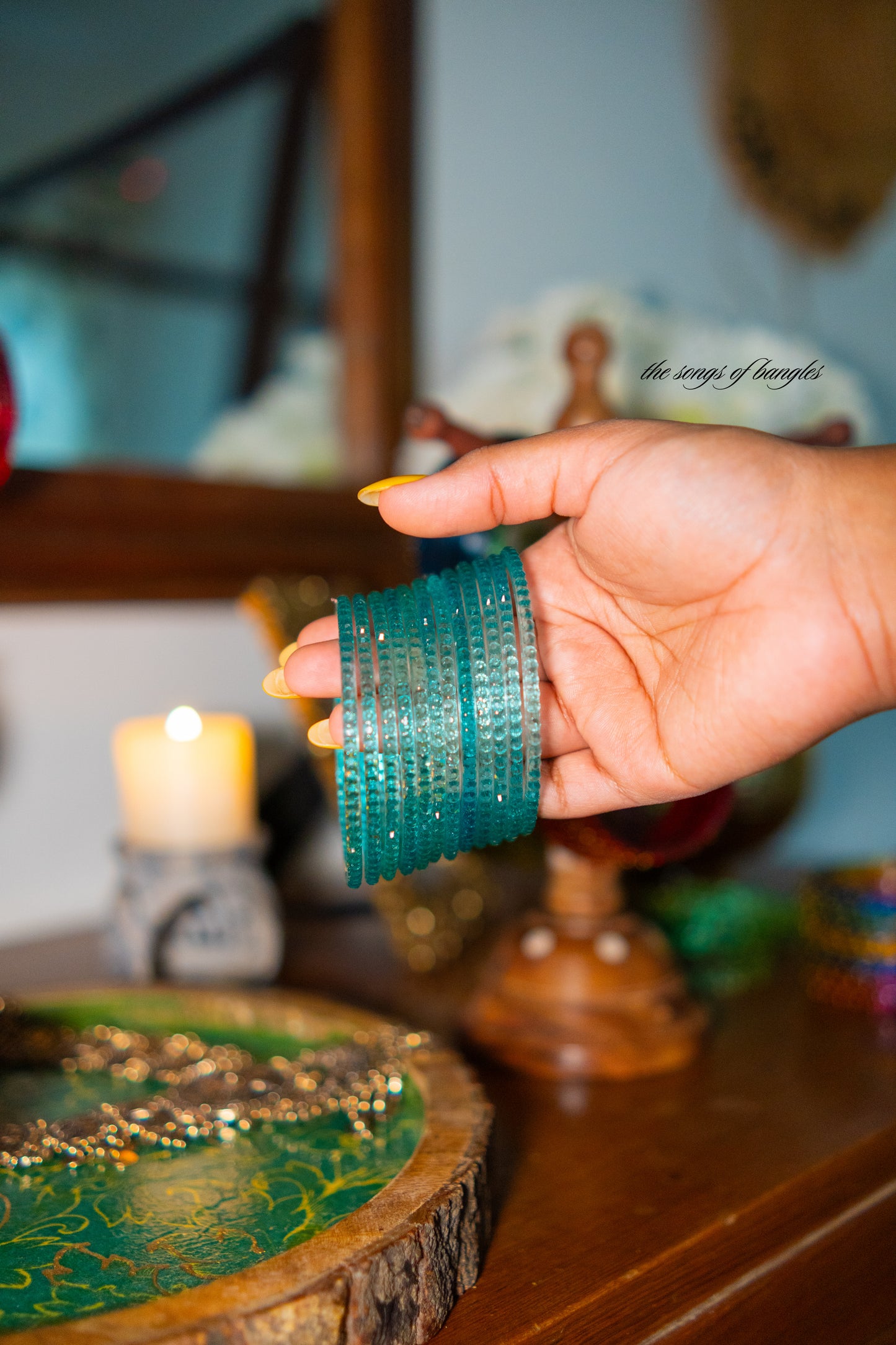 "Sky" Raindrop Glass Bangles