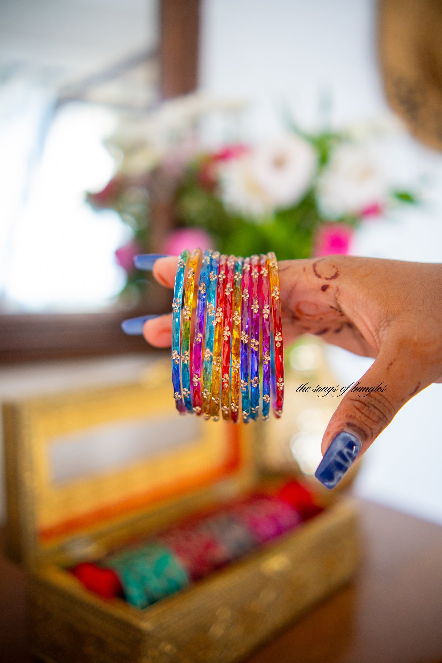 "Rainbow" Stone Dotted Glass Bangles