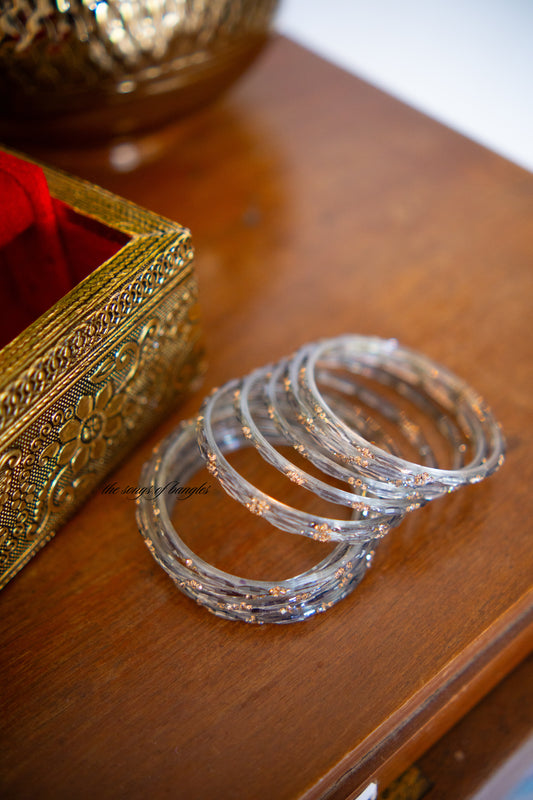 "Grey" Stone Dotted Glass Bangles