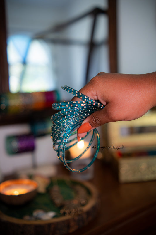 "Blue" Stone Glass Bangles