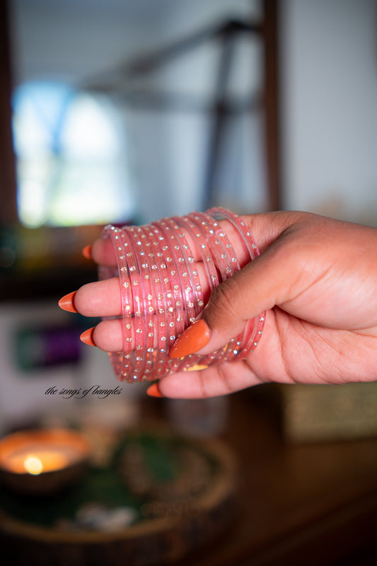 "PASTEL PINK" Stone Glass Bangles