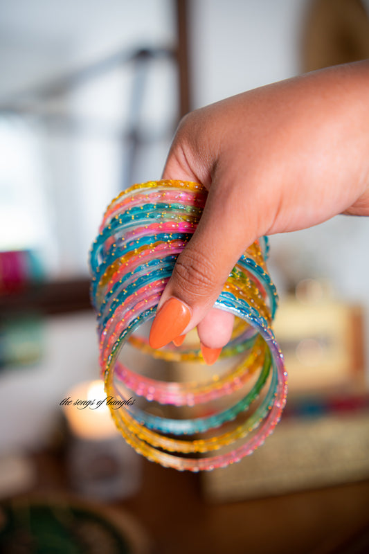 "Light Multi" Golddrop Glass Bangles