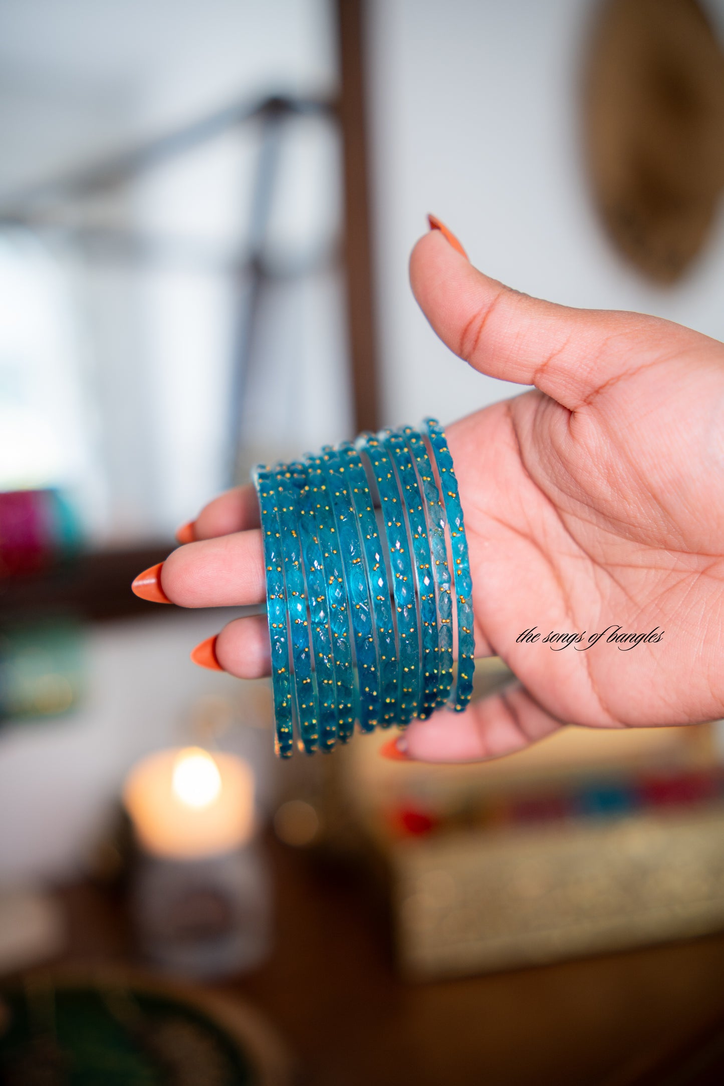 "Sky" Golddrop Glass Bangles