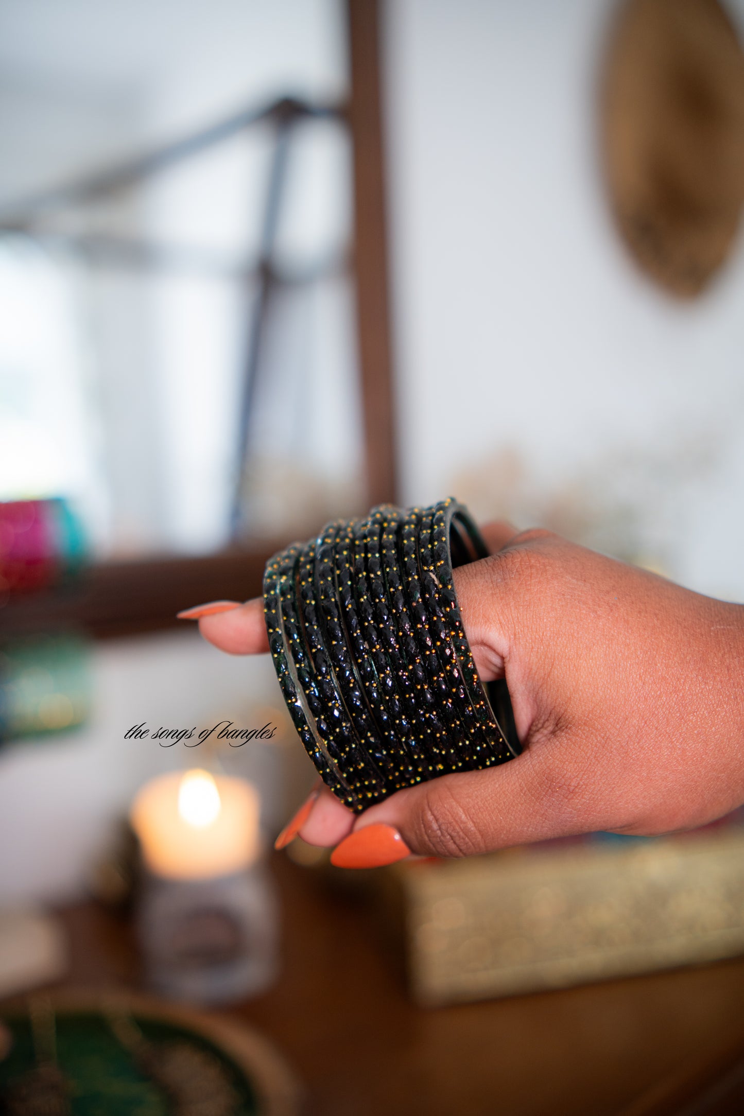 "Black" Golddrop Glass Bangles