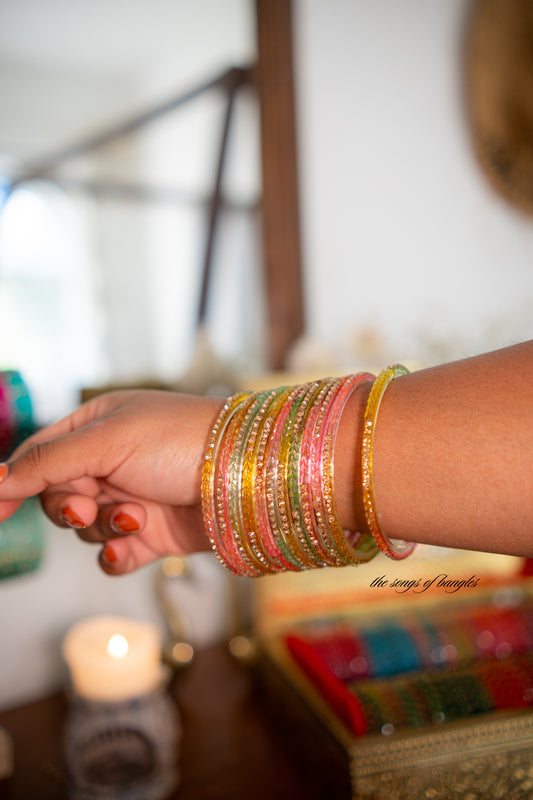"Candy Berry" Stone Studded Glass Bangles
