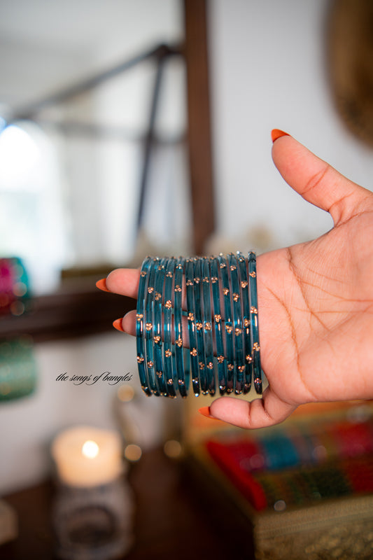 "Deep Waters" 3 Stone Glass Bangles