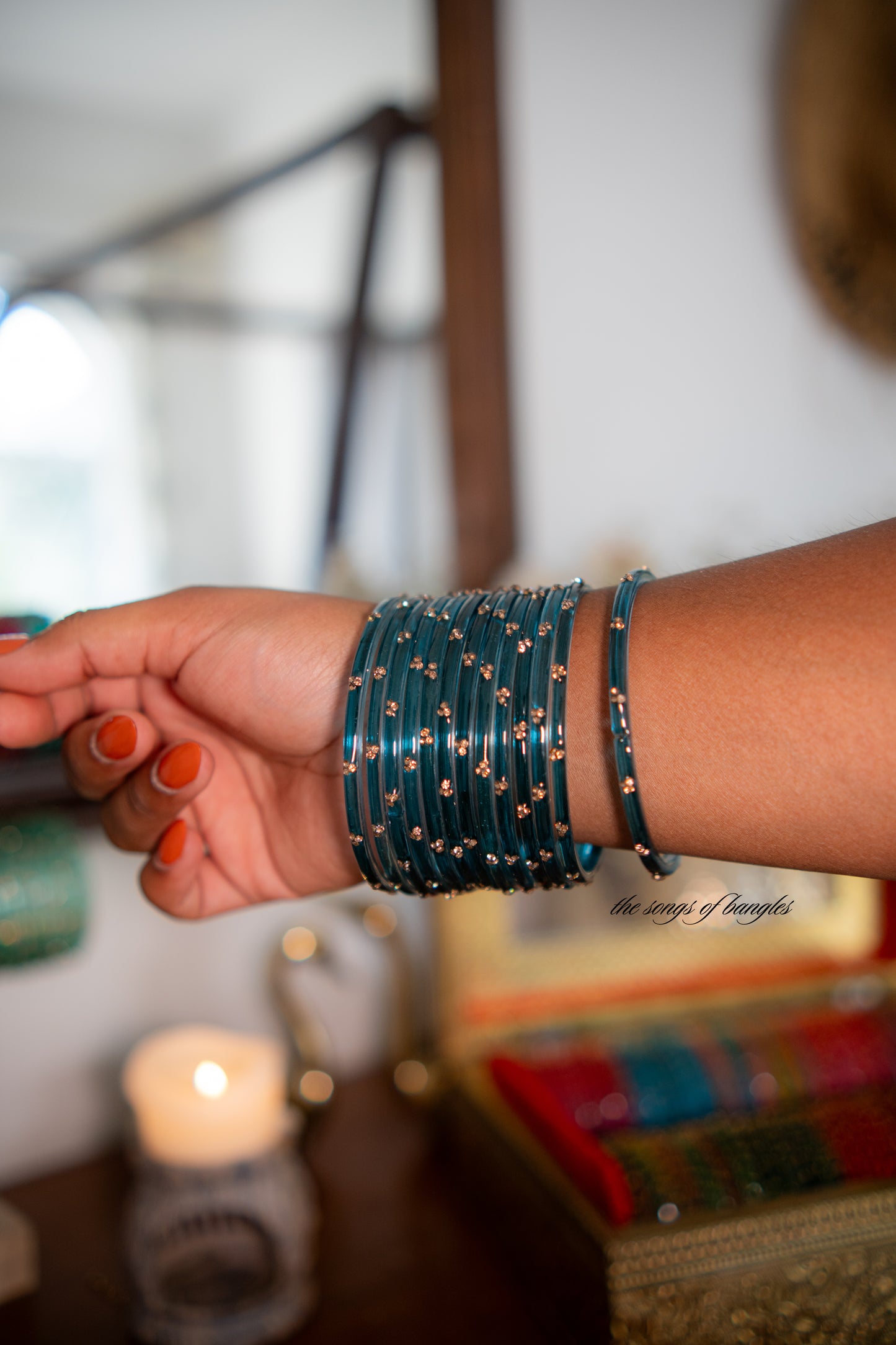 "Deep Waters" 3 Stone Glass Bangles