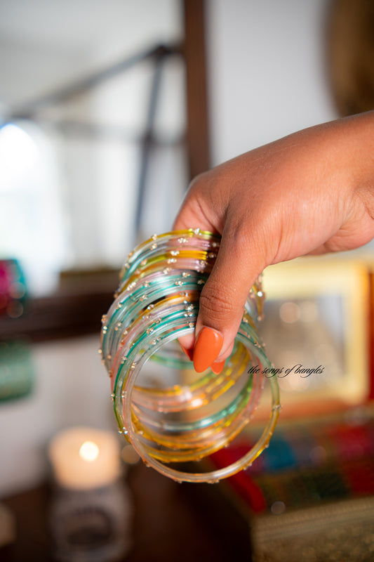 "Candycane" 3 Stone Glass Bangles