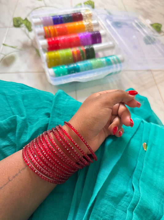 "Red" Raindrop Glass Bangles