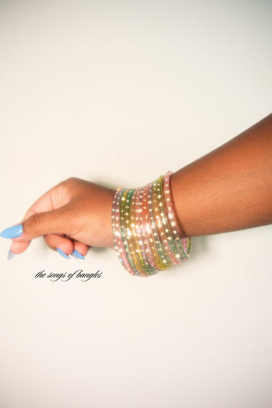 "Multi" One Stone Glass Bangles