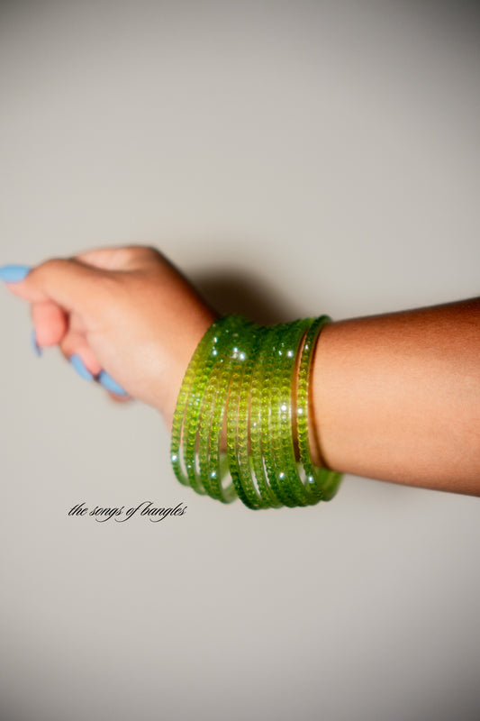 "Monsoon Sprout" Raindrop Glass Bangles