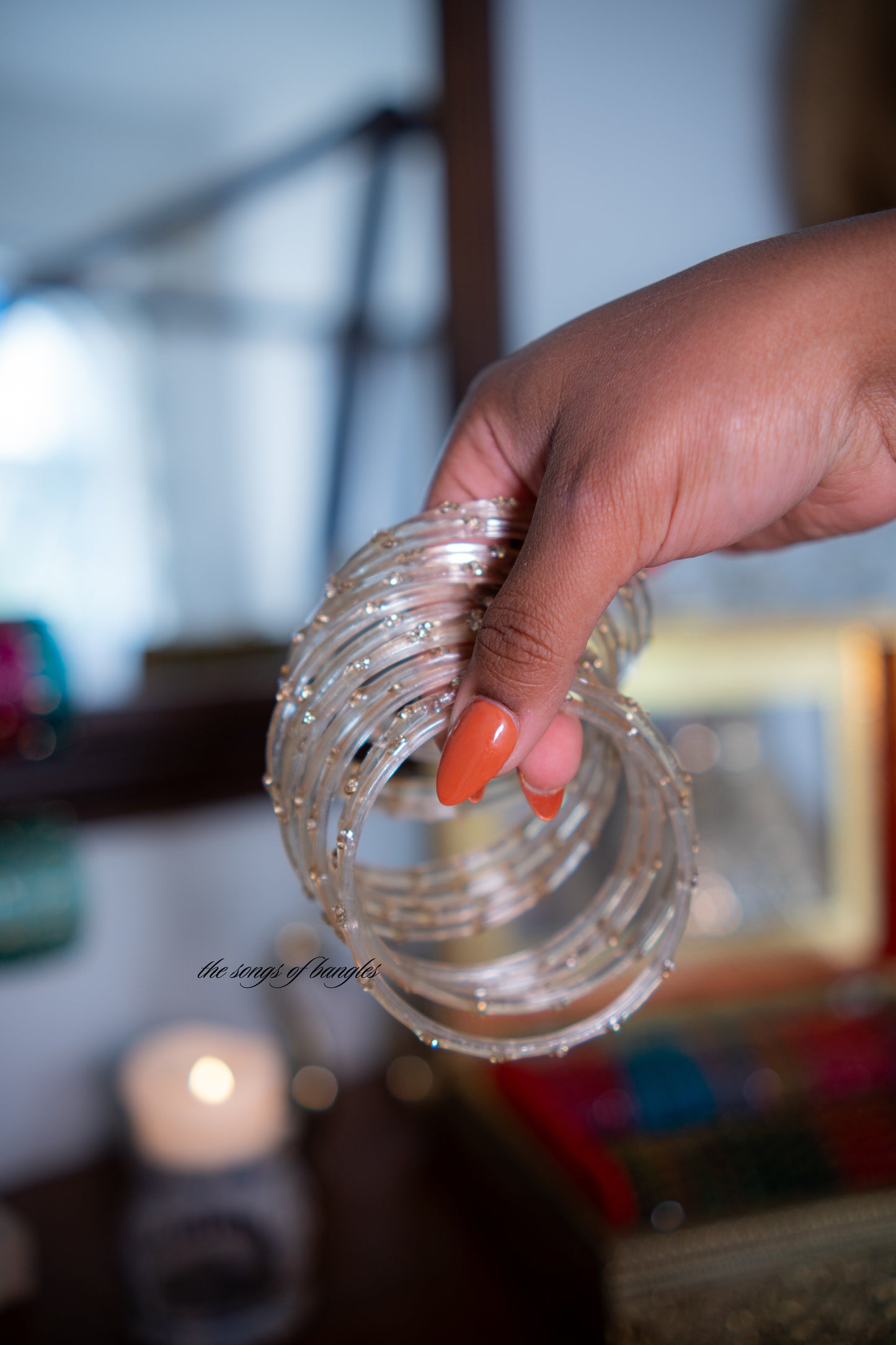"Ivory" 3 Stone Glass Bangles
