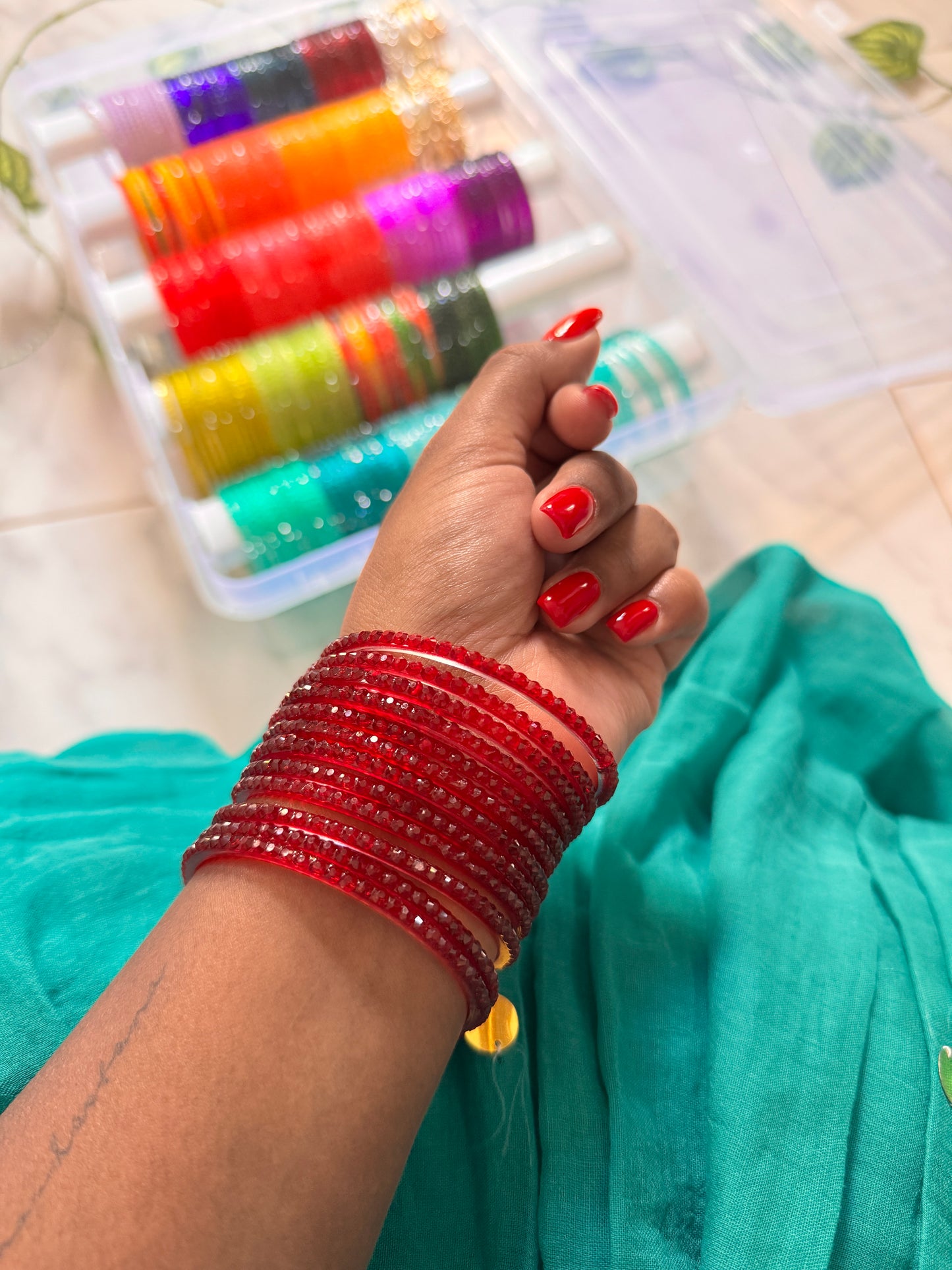 "Red" Raindrop Glass Bangles