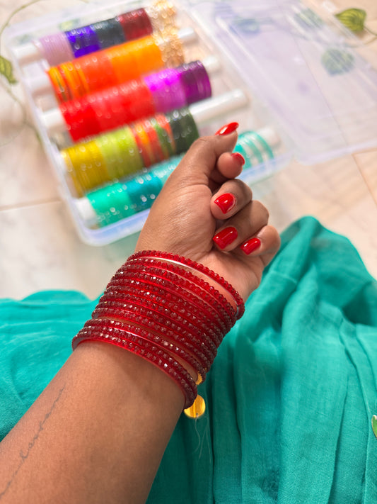"Red" Raindrop Glass Bangles
