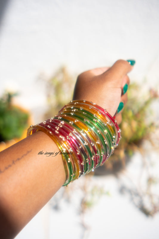 "LPH Multi" 3 Stone Glass Bangles