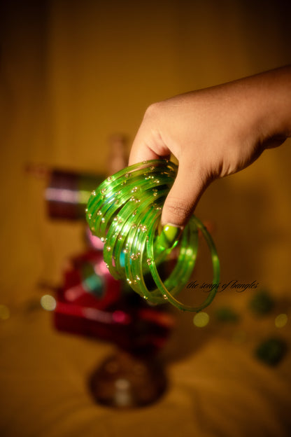 "Electric Green" 3 Stone Glass Bangles