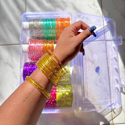 "Raw Mango" 3 Stone Glass Bangles