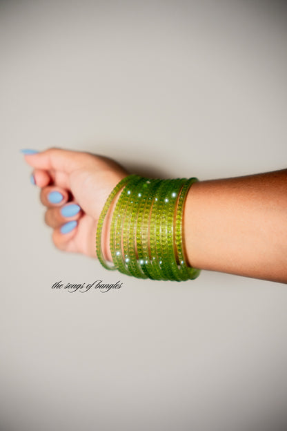 "Monsoon Sprout" Raindrop Glass Bangles