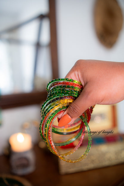 "Magical Rainforest" Golddrop Glass Bangles