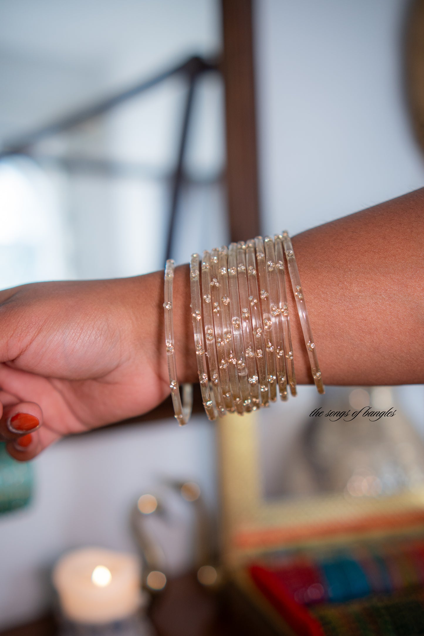"Ivory" 3 Stone Glass Bangles