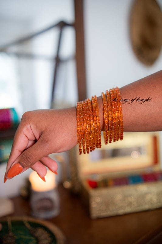"Orange" Golddrop Glass Bangles