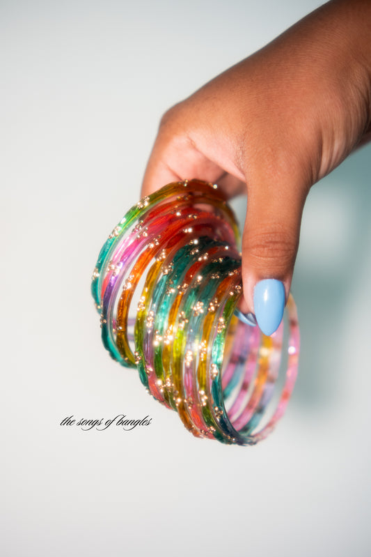 "Light Multi" 4 stone Glass Bangles