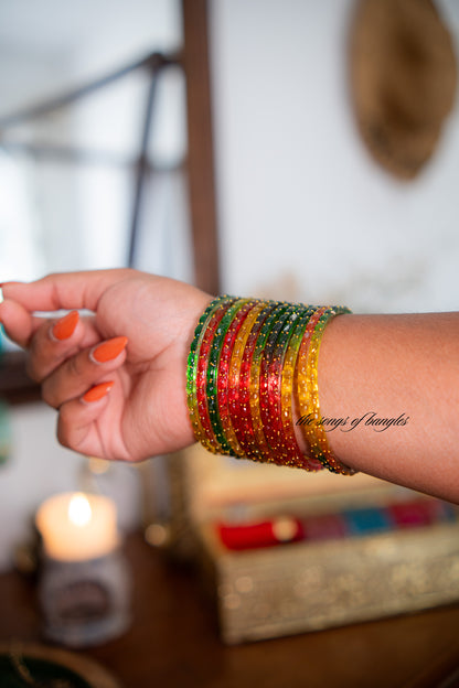 "Magical Rainforest" Golddrop Glass Bangles