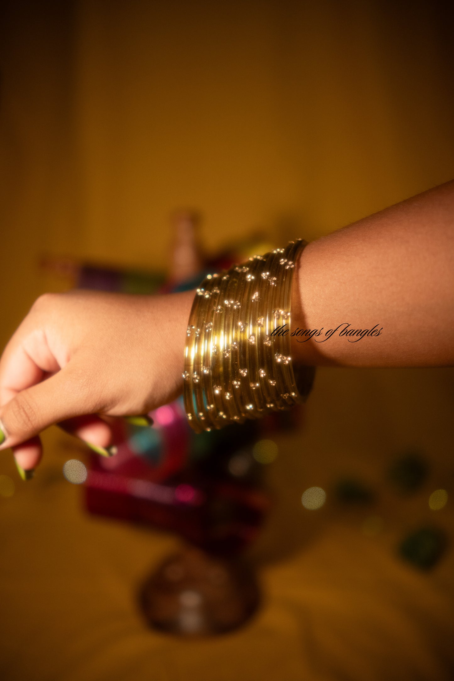 "Mehendi" 3 Stone Glass Bangles