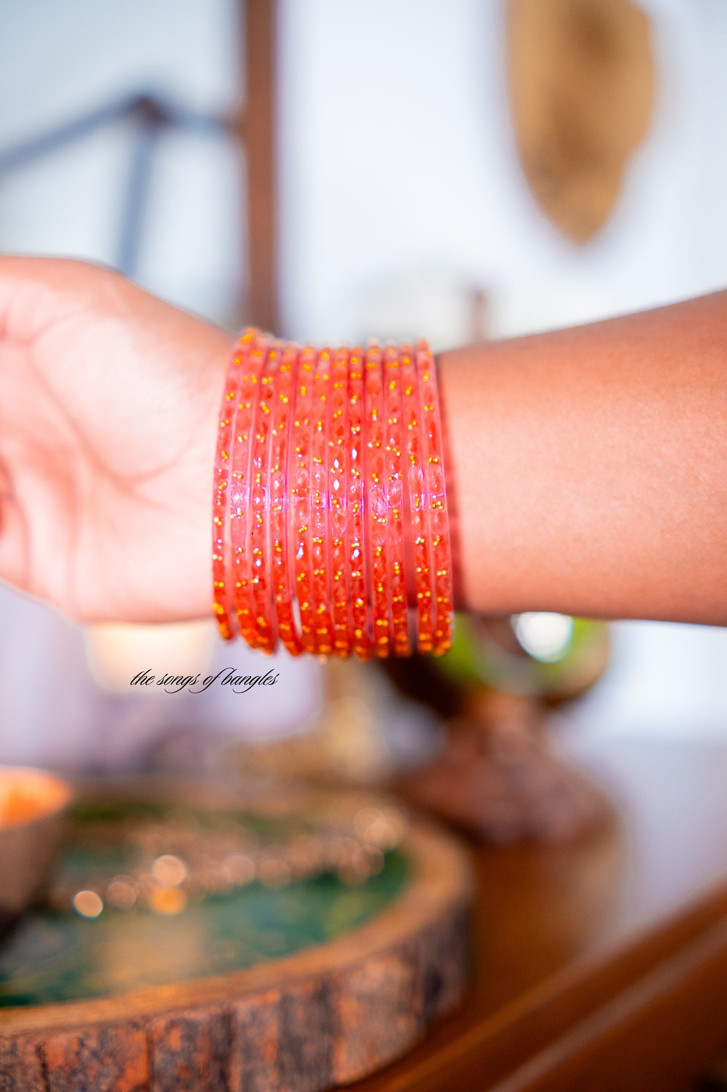 "Peachy" Gold Dewdrop Glass Bangles