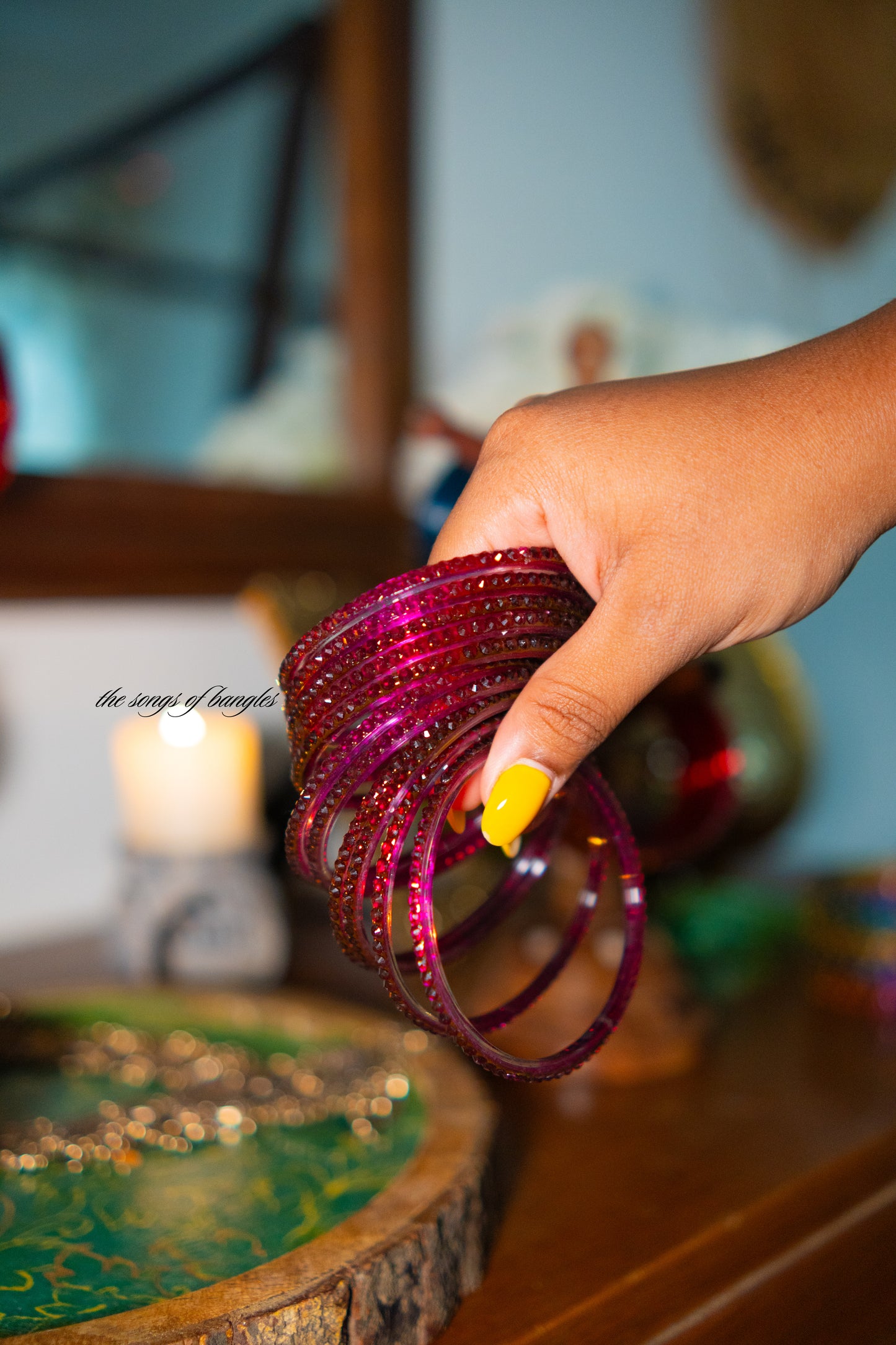 "Wine" Raindrop Glass Bangles