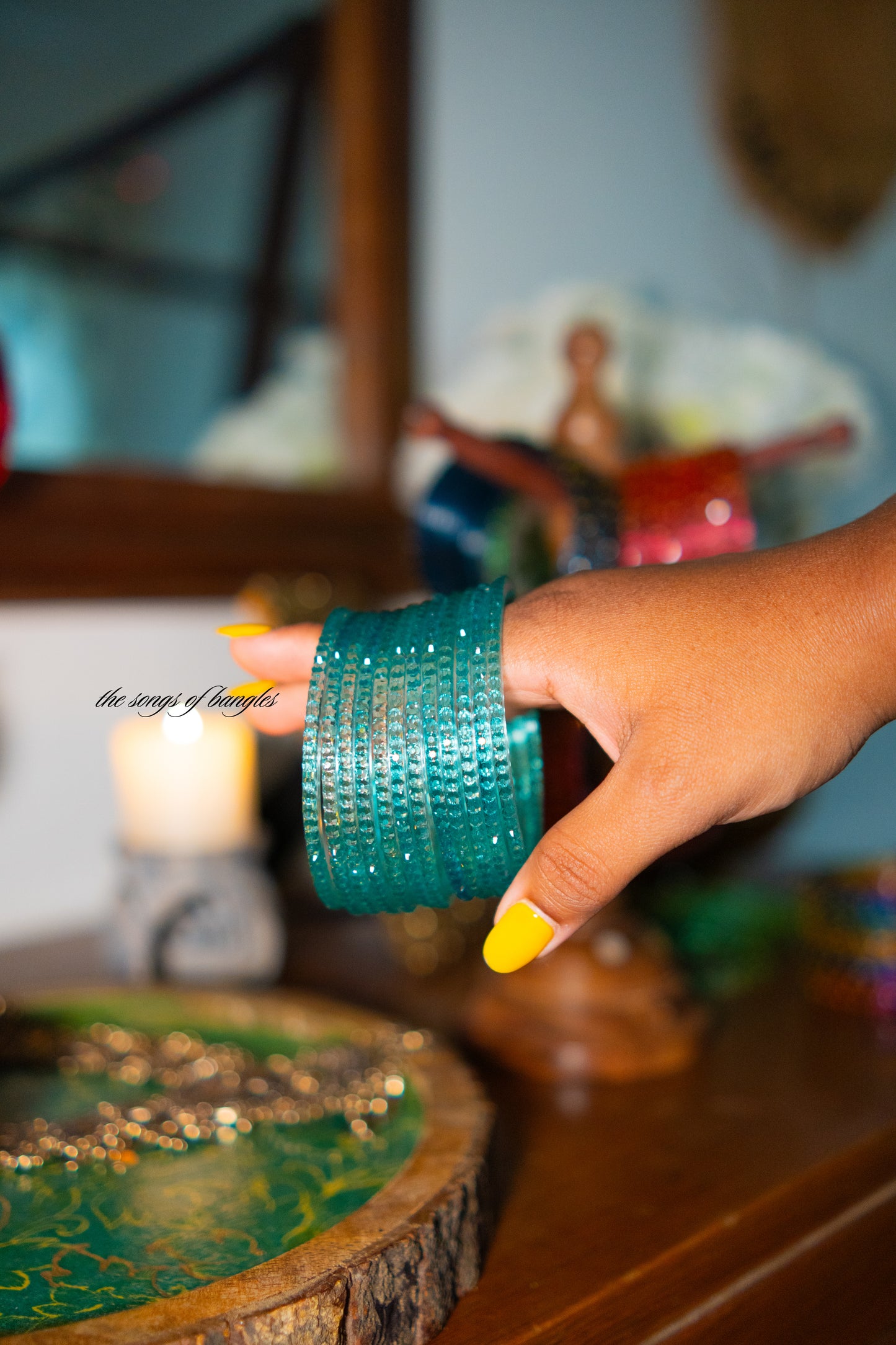 "Sky" Raindrop Glass Bangles