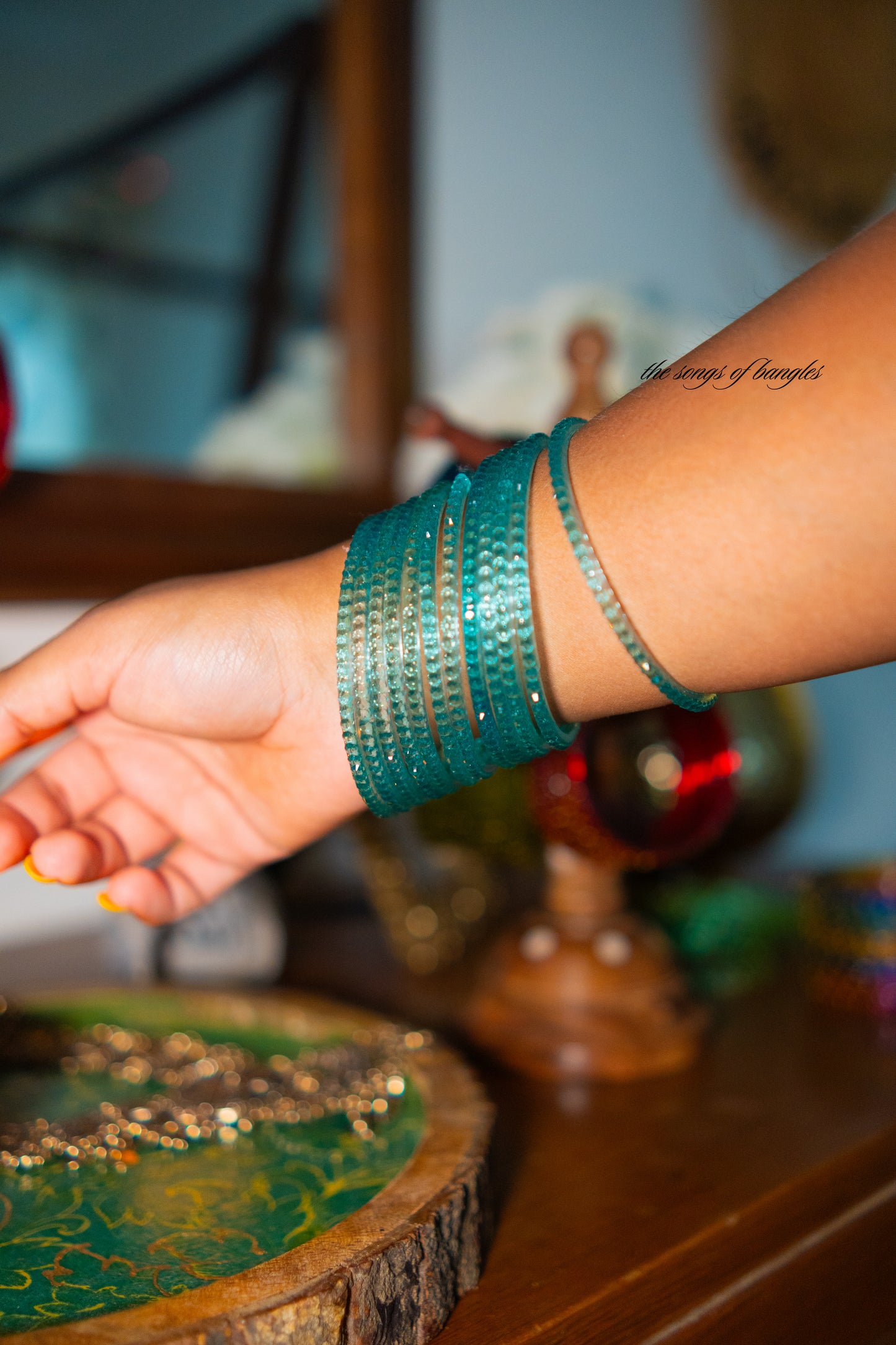 "Sky" Raindrop Glass Bangles