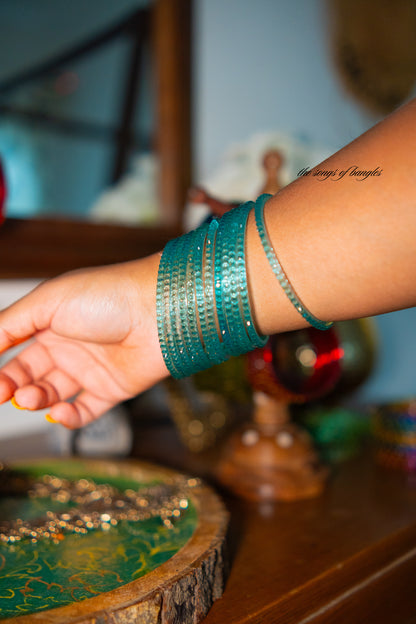 "Sky" Raindrop Glass Bangles