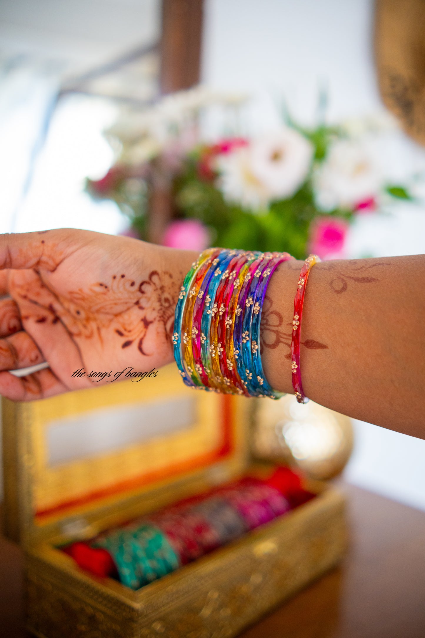 "Rainbow" Stone Dotted Glass Bangles