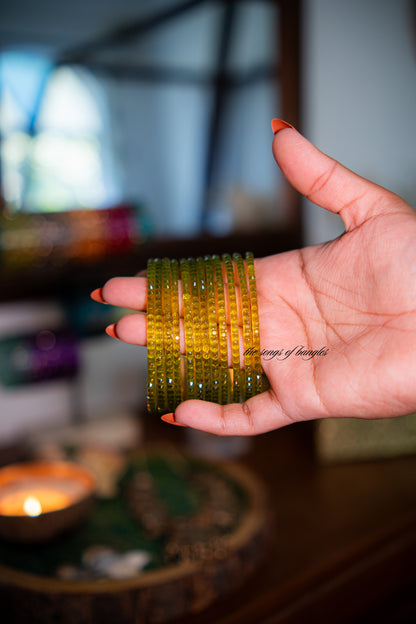"Moss" Raindrop Glass Bangles