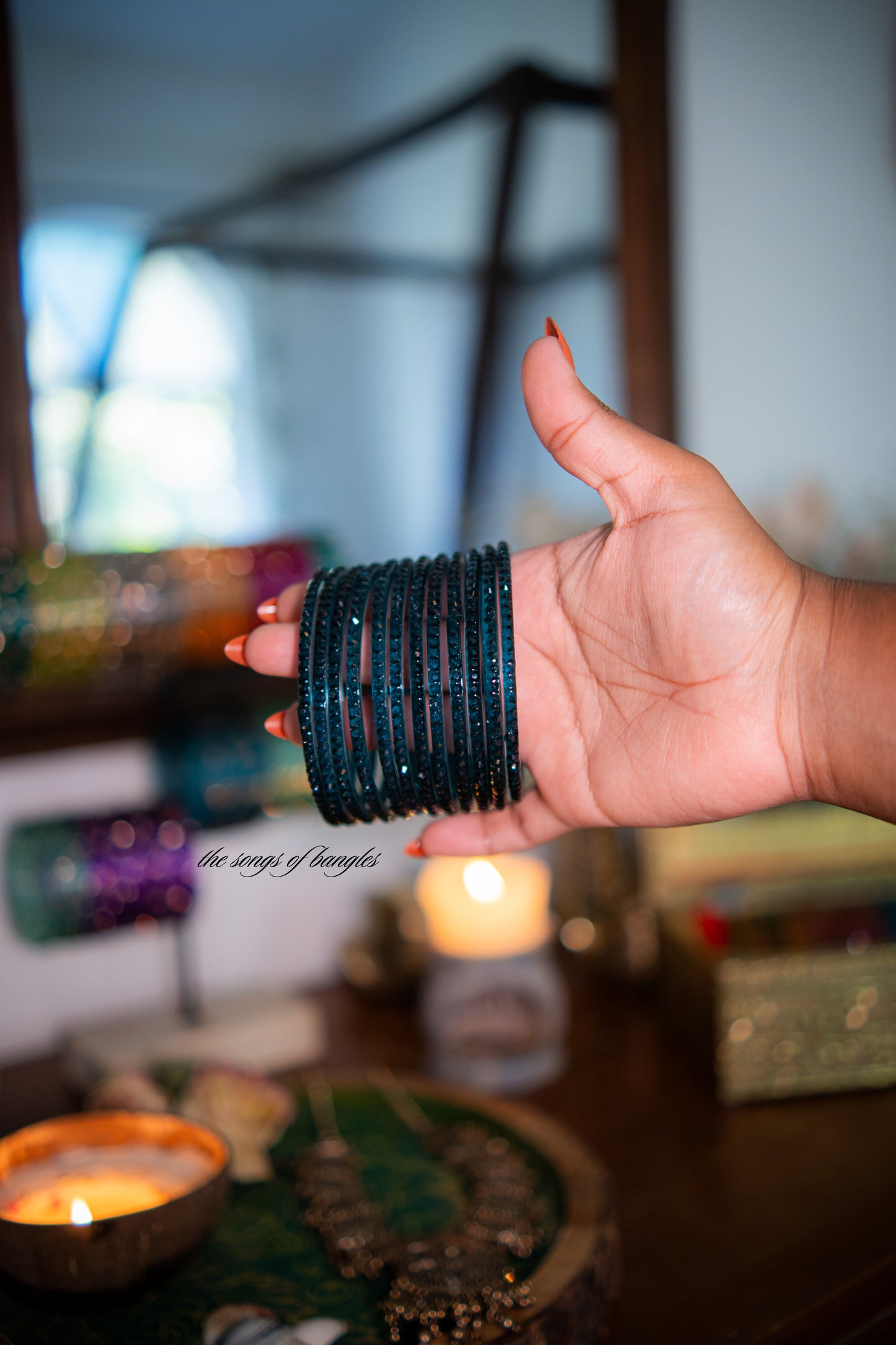 "Indigo" Raindrop Glass Bangles