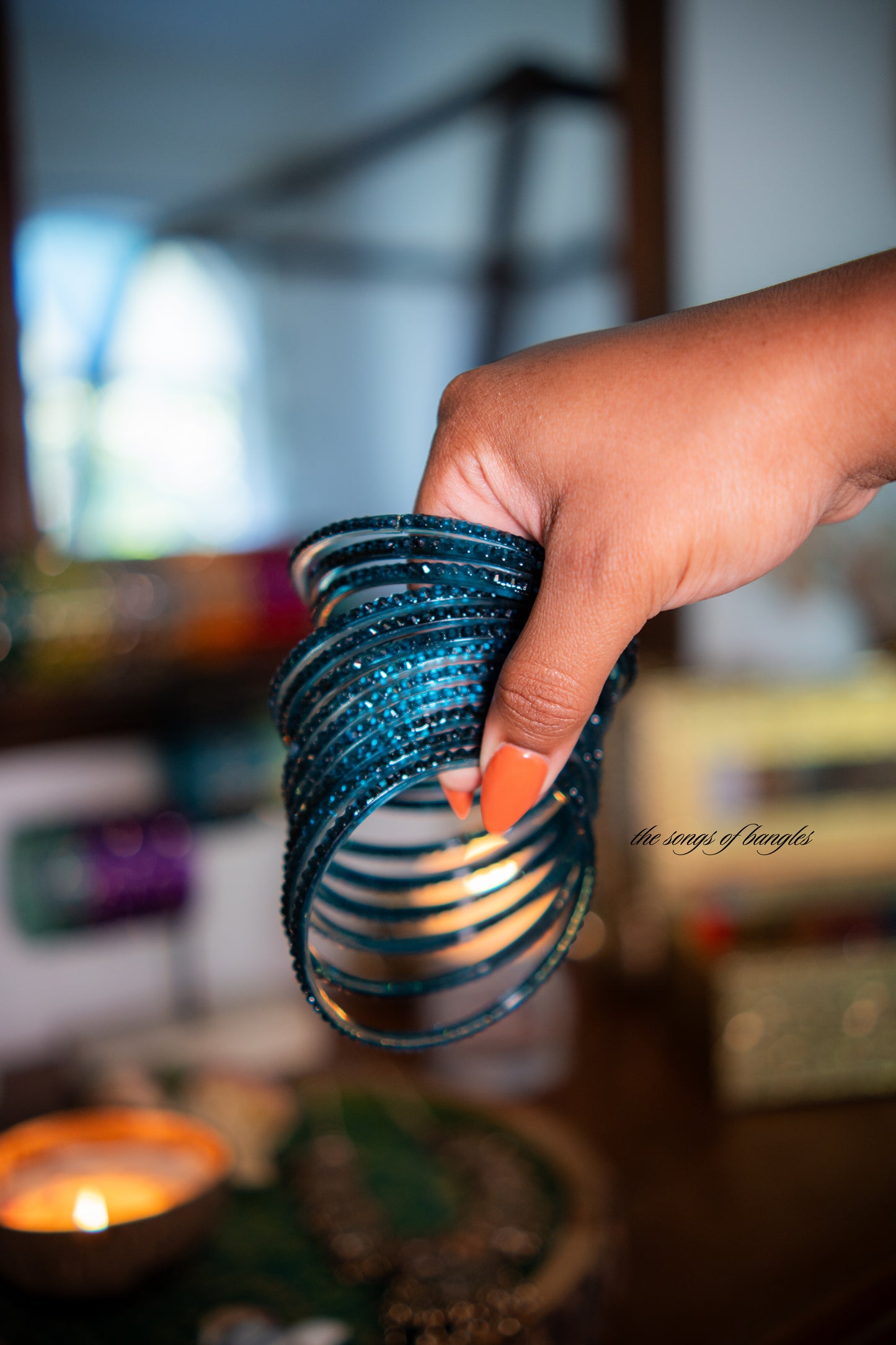 "Indigo" Raindrop Glass Bangles