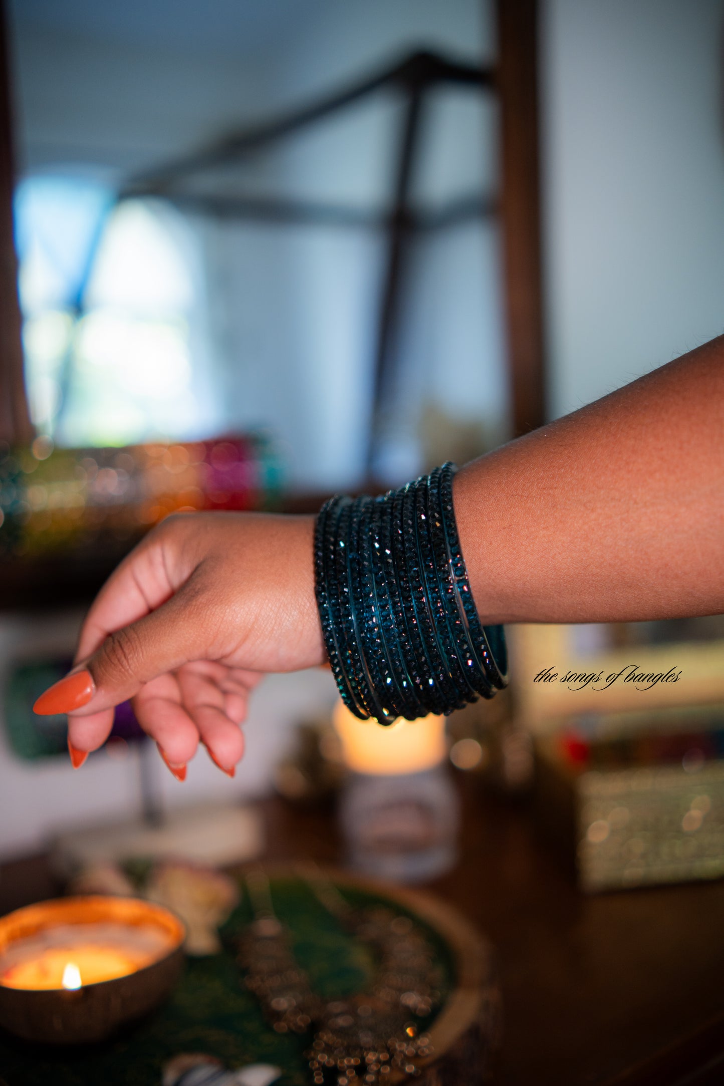 "Indigo" Raindrop Glass Bangles