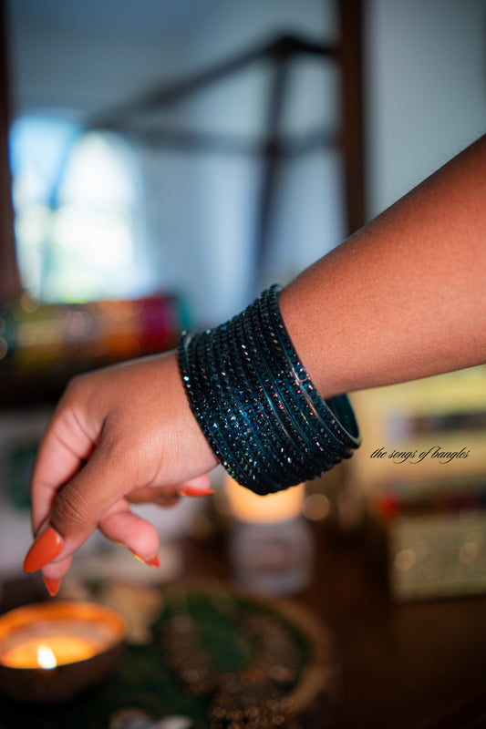 "Indigo" Raindrop Glass Bangles
