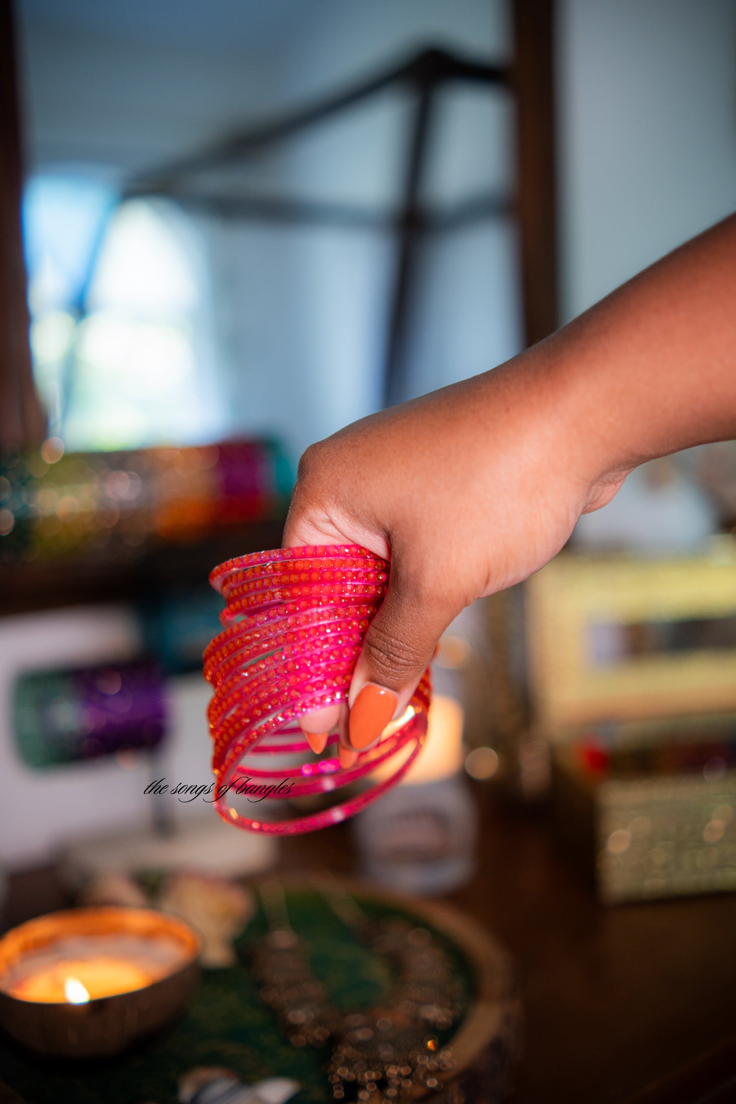 "Pink" Raindrop Glass Bangles