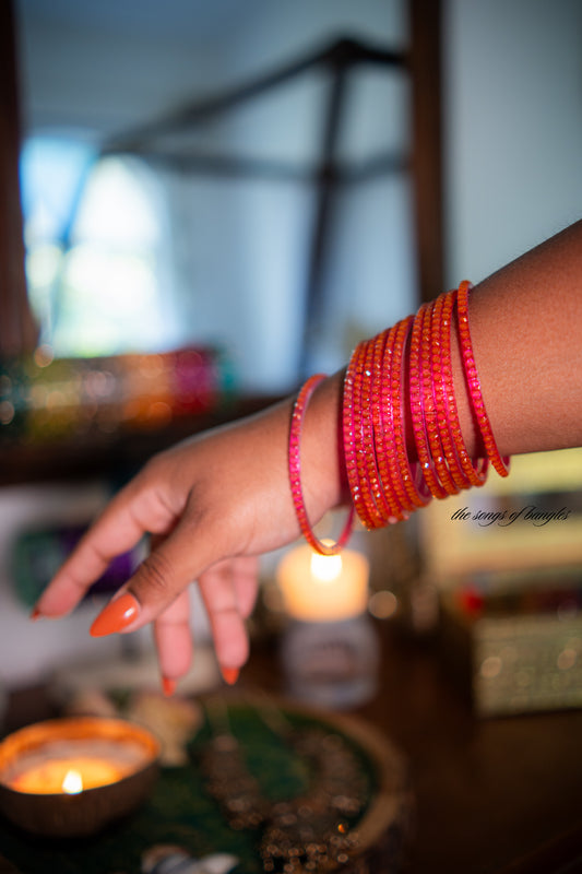 "Pink" Raindrop Glass Bangles