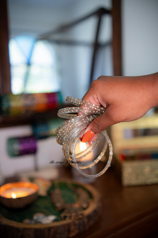 "Pastel Grey" Stone Glass Bangles