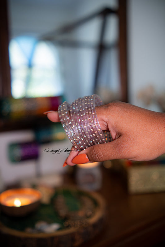 "PASTEL LILAC" Stone Glass Bangles