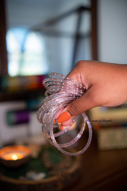 "PASTEL LILAC" Stone Glass Bangles