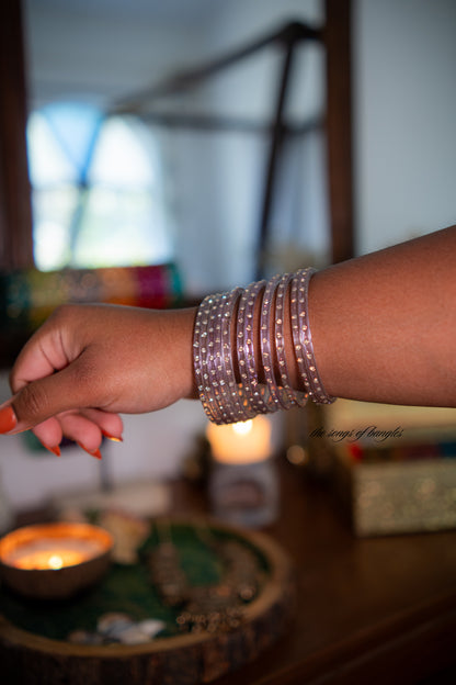 "PASTEL LILAC" Stone Glass Bangles