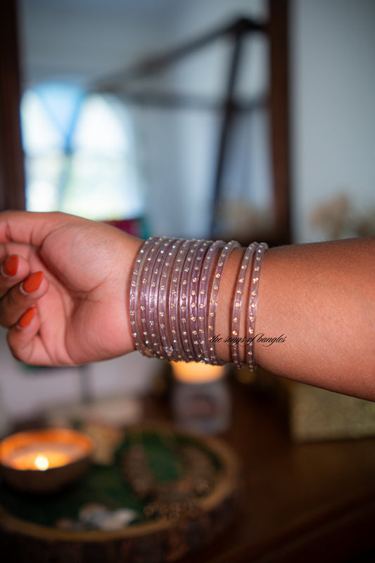 "PASTEL LILAC" Stone Glass Bangles