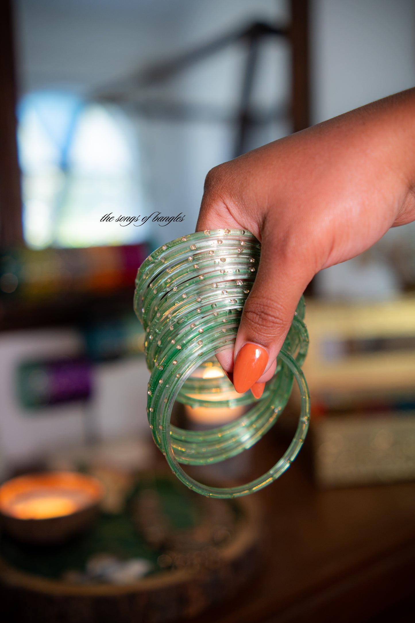 "Pastel Green" Stone Glass Bangles
