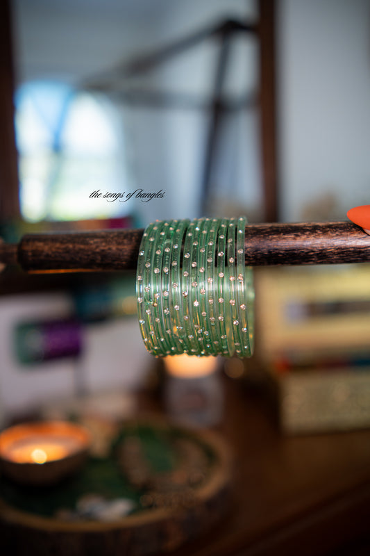 "Pastel Green" Stone Glass Bangles